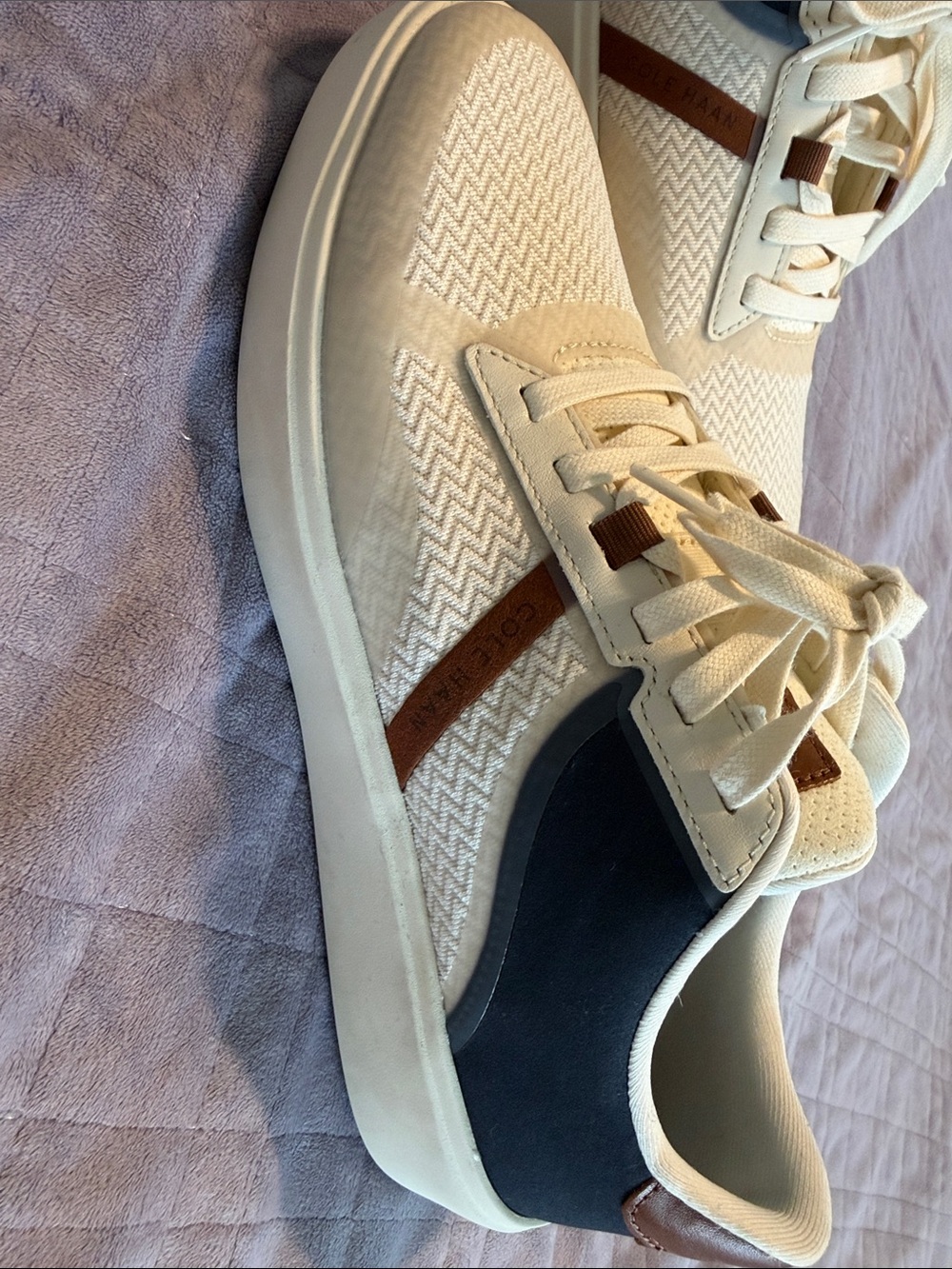 Cole Haan Men's Cream and Brown Lace-Up Sneakers - Picture 5 of 5
